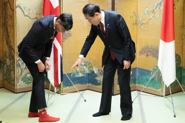 UK Prime Minister Sunak Sparks a Run on Socks in Hiroshima
