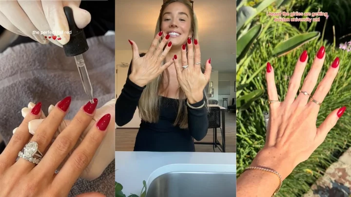 TikTok's latest viral manicure? 'Boston University Red' nails.