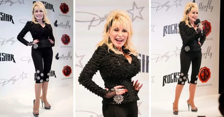 Fit as a fiddle! Dolly Parton, 77, flaunts slim figure in body-hugging glitzy outfit