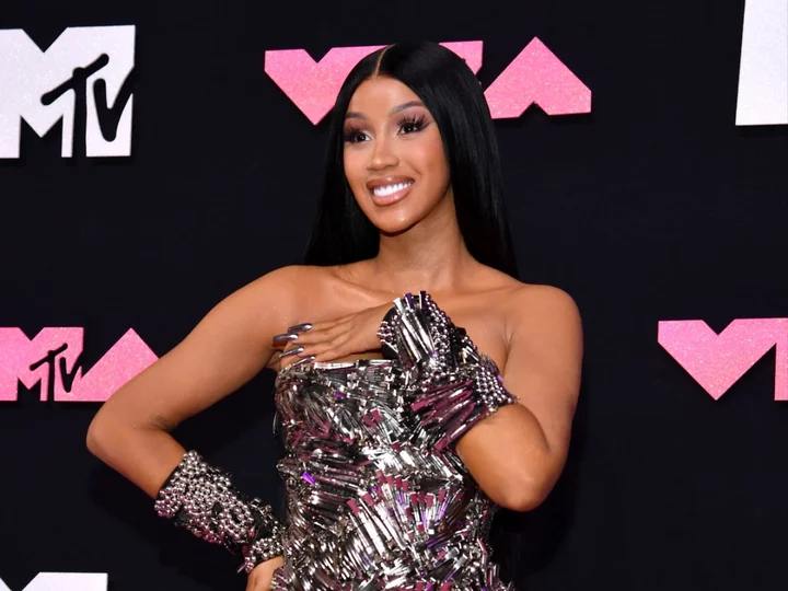 Cardi B wears dress made entirely of hair clips on 2023 VMAs red carpet